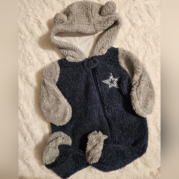 ❤️ Infant Navy/Gray Dallas Cowboys Game Nap Teddy Fleece Bunting Full-Zip - Picture 3 of 6